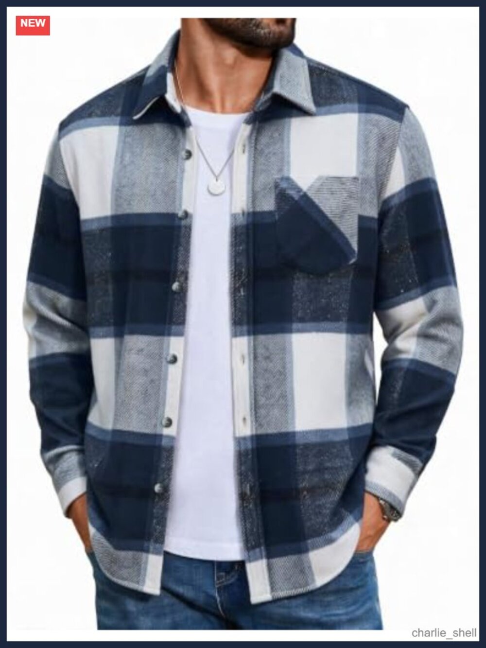 COOFANDY 12oz Cotton Blend Flannel Shirt Jacket Long Sleeve Button Down